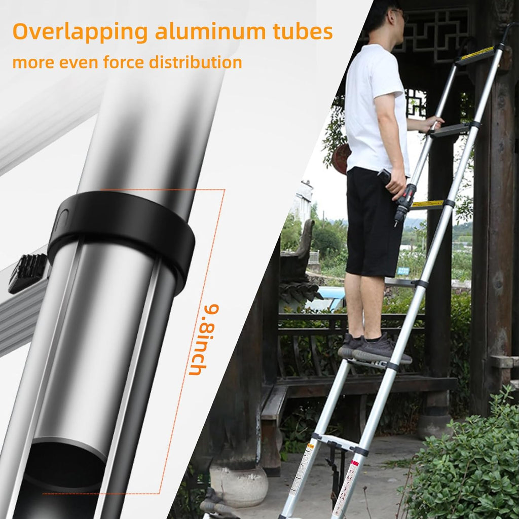 6.6ft Telescoping Aluminum Ladder with Hook, 330 lbs E445