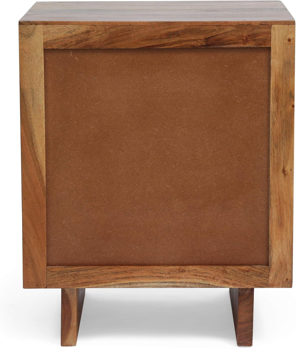 Dark Natural Acacia Wood 3 Drawer Nightstand Z76052