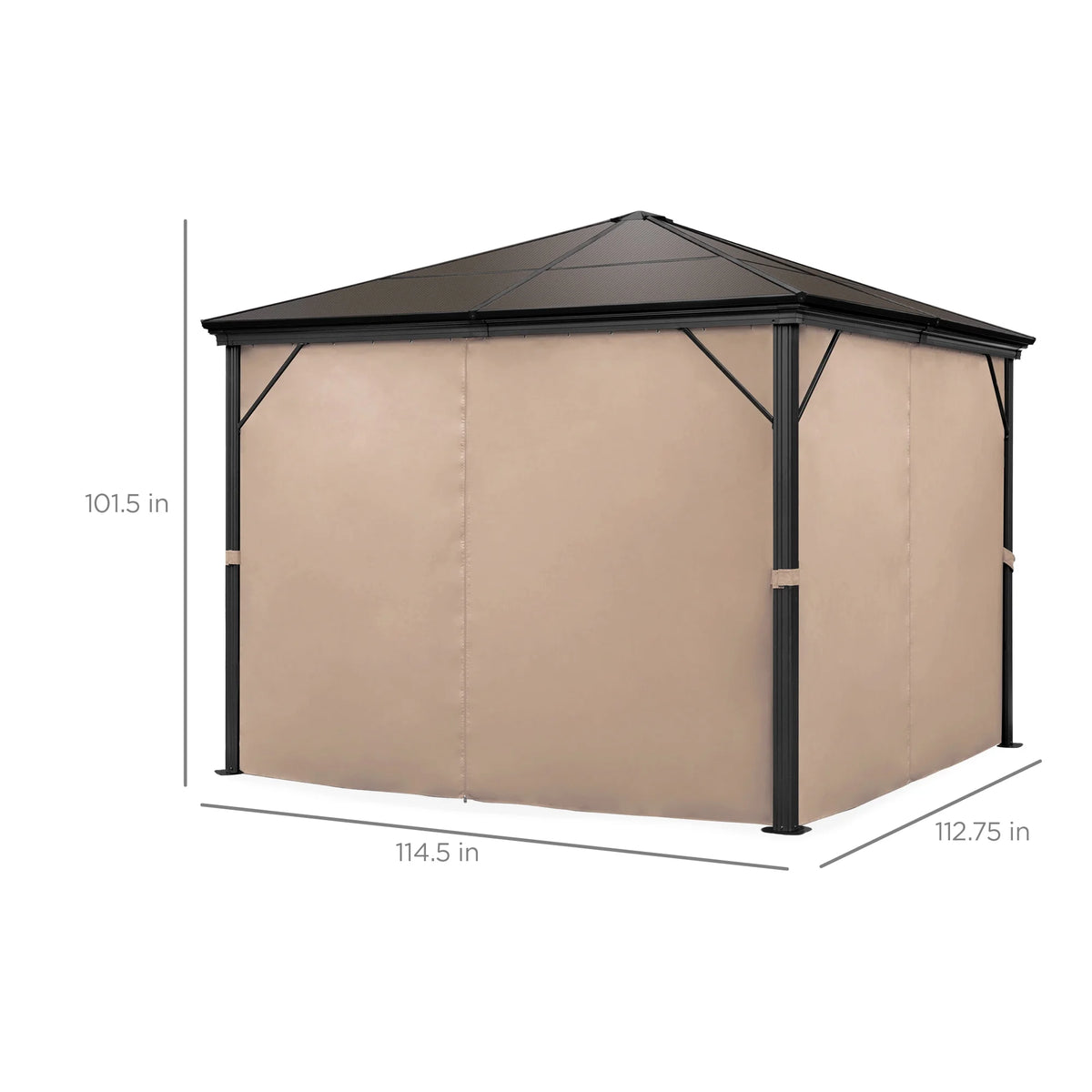 10x10ft Hardtop Gazebo with Side Curtains, Netting B8474