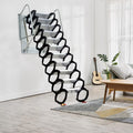 Telescopic Pull-down Attic Ladder Stairs, 12 Steps Wall Mounted Folding Scissor Structure Collapsible Stairs, Black L52089