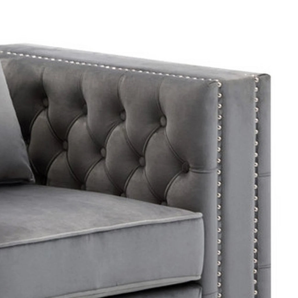 Gray Velvet Armchair D815