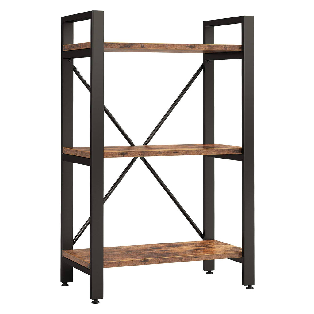 Industrial Wood Look Bookshelf with Metal Frame F396957