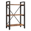 Industrial Wood Look Bookshelf with Metal Frame F396957