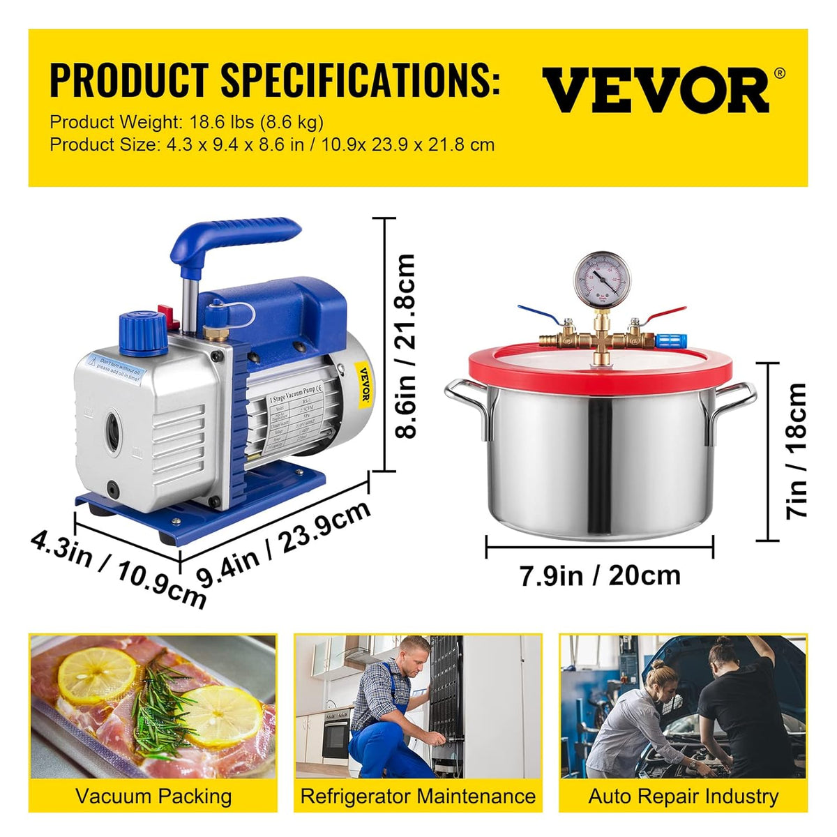 1.5 Gallon Stainless Steel Vacuum Chamber Kit with 2.5 CFM Vacuum Pump Y3054
