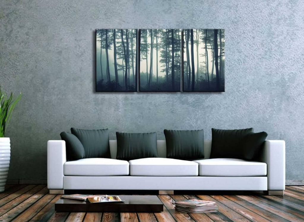 Three Piece Canvas Teal Tree Forest Canvas Art 24x36 Inches Z9316