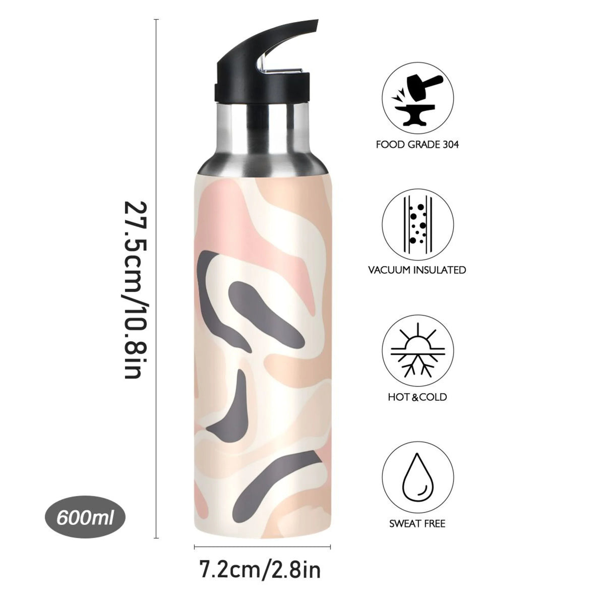 Insulated Stainless Steel Water Bottle with Straw Lid 20 oz J921410