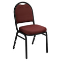 Dome Style Stack Chair with Padded Seat, Black Metal Frame, Maroon Fabric O70602