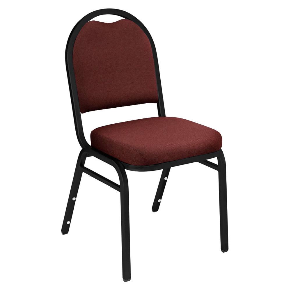 Dome Style Stack Chair with Padded Seat, Black Metal Frame, Maroon Fabric O70602