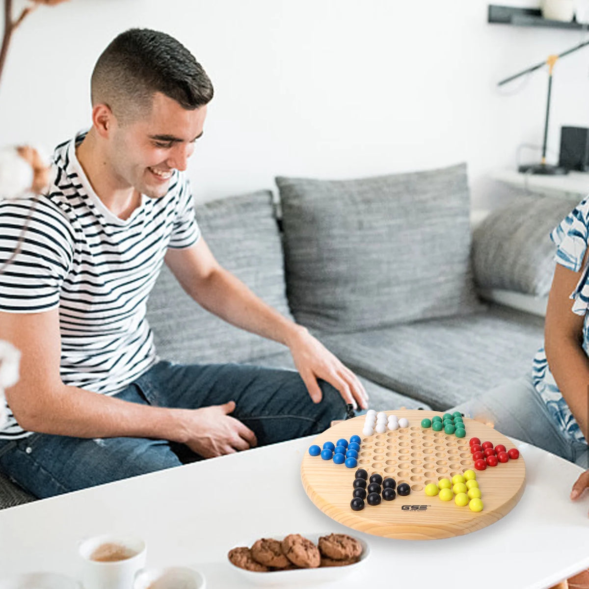 11.5" Wooden Chinese Checker Board Game with 66 Wood Marbles R67652