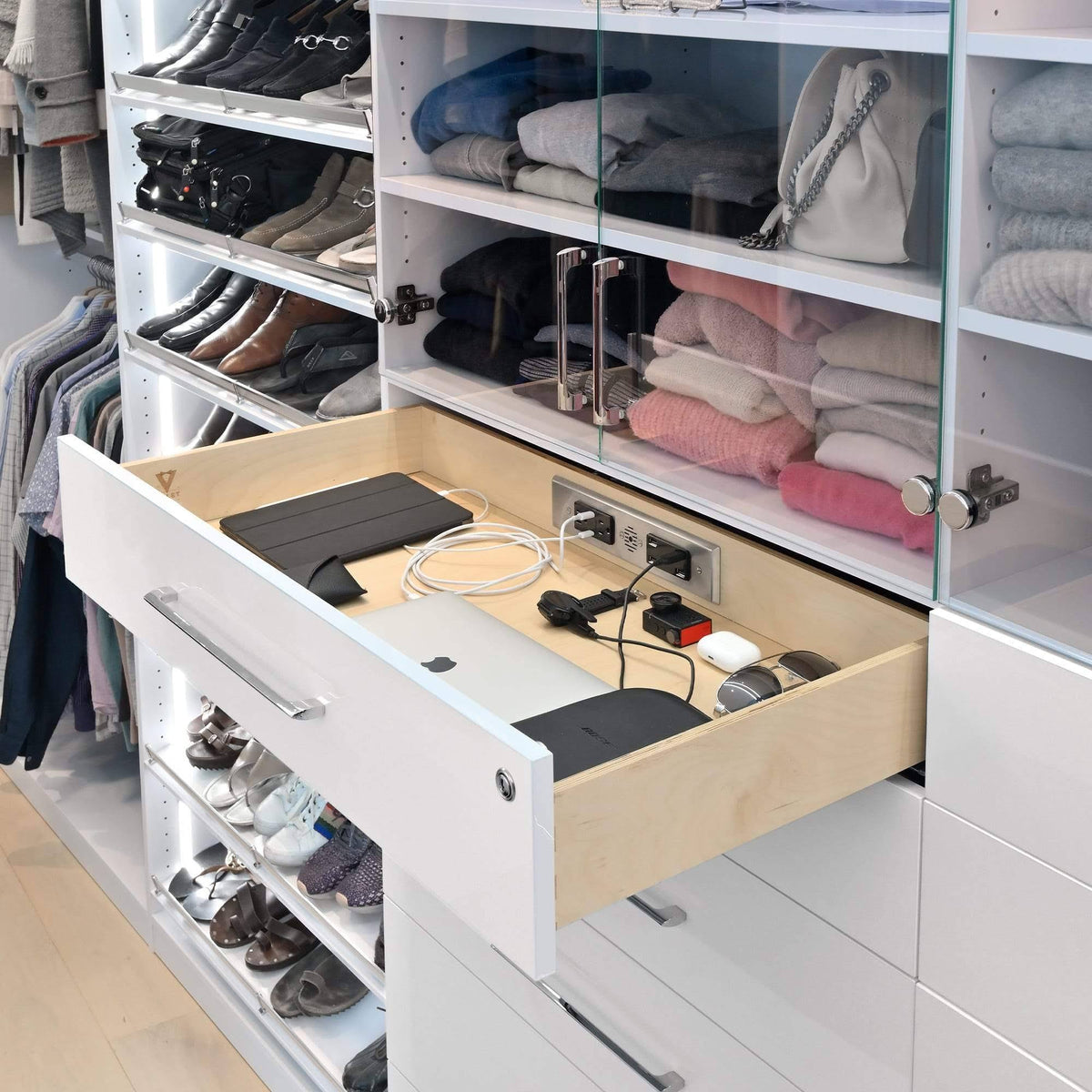 Black In-Drawer Outlet with 2 AC Outlets E2823