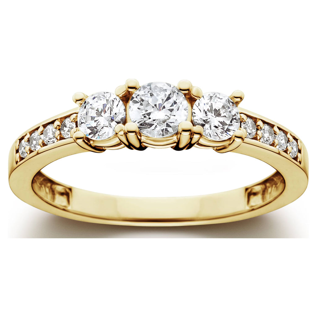 1 Ct 3-Stone Diamond Engagement Ring 10K Yellow Gold D144296
