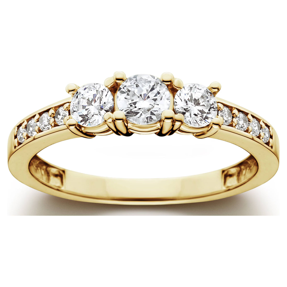 1 Ct 3-Stone Diamond Engagement Ring 10K Yellow Gold D144296