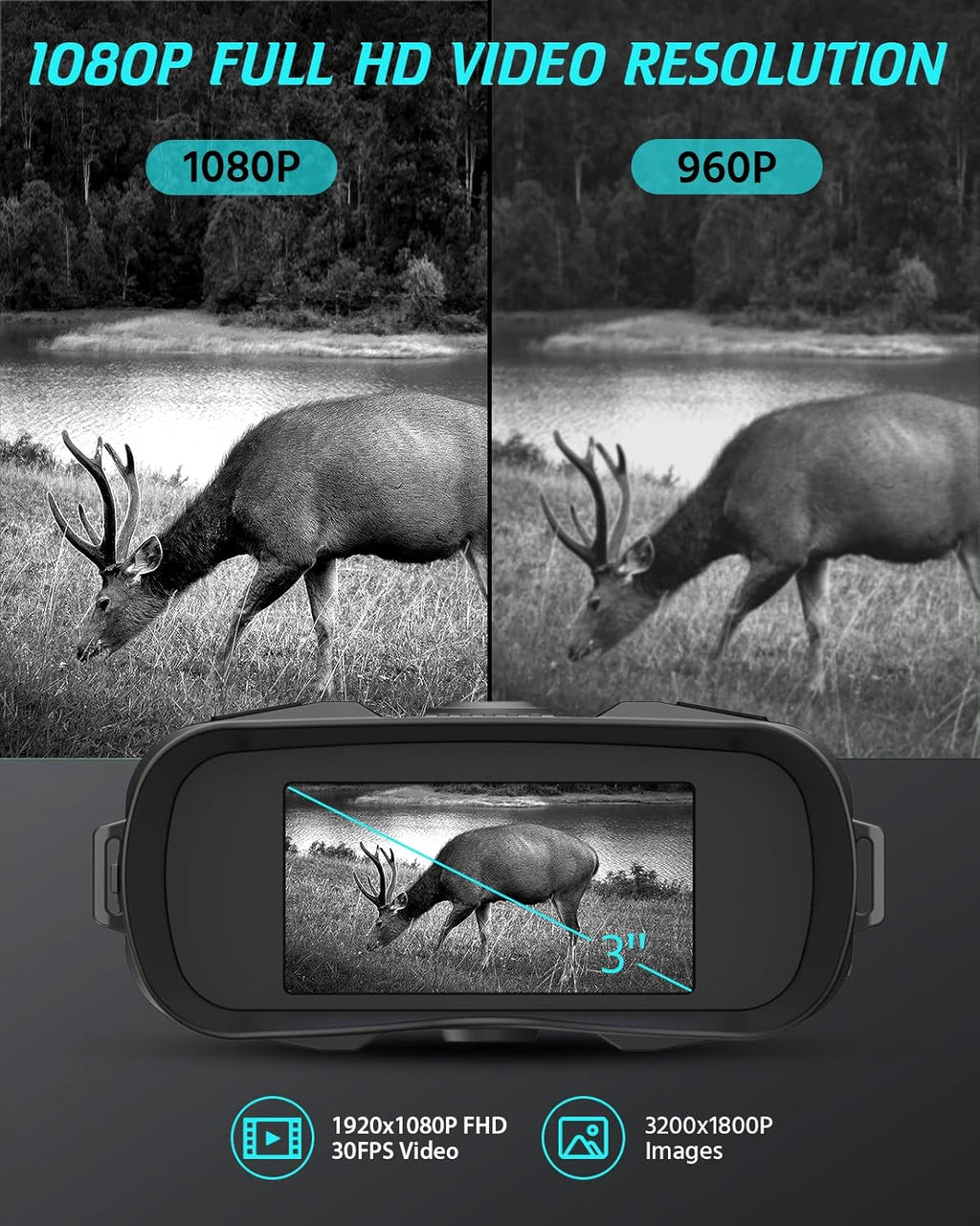 Digital Night Vision Binoculars with 1080p Video and 8x Digital Zoom L974