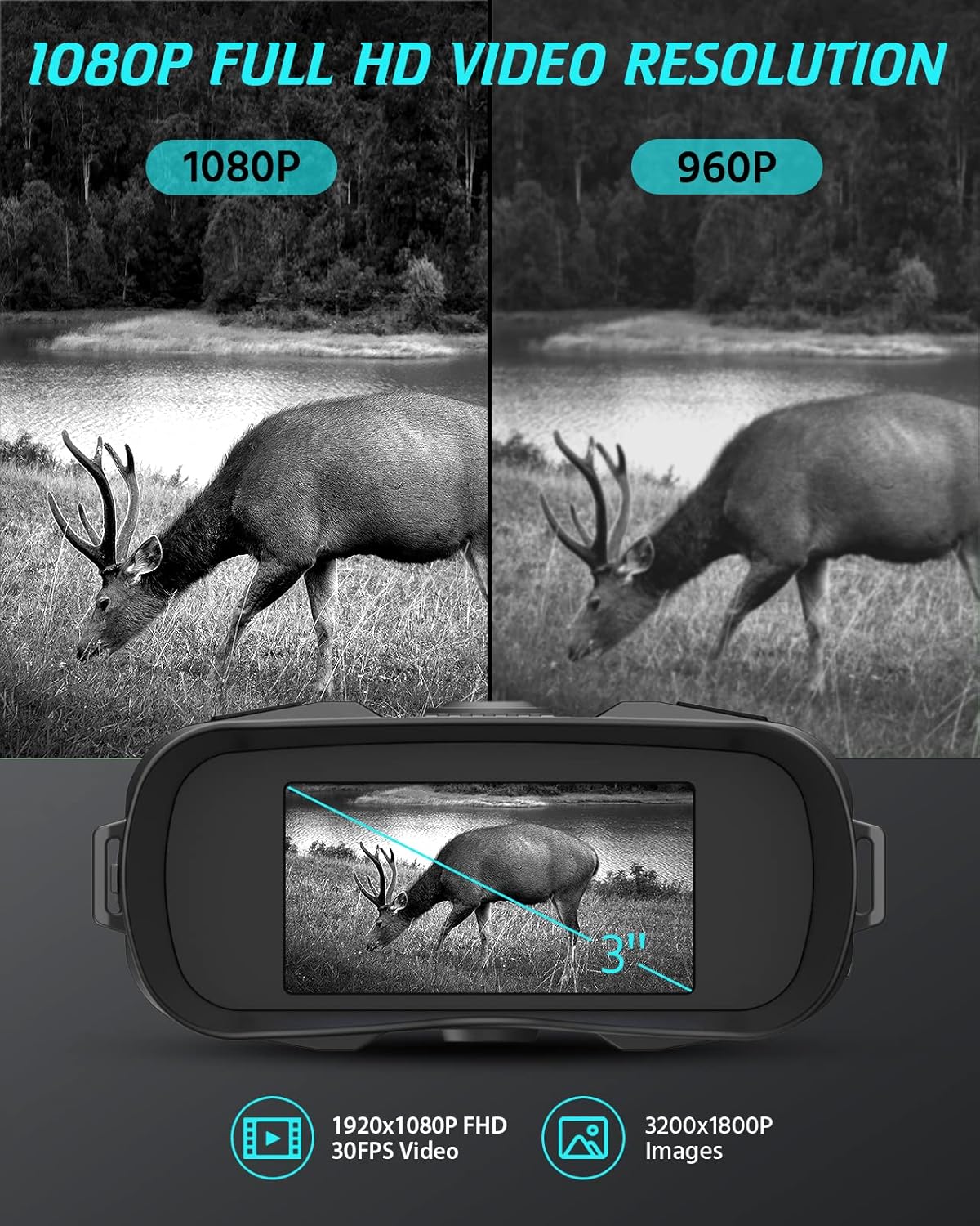 Digital Night Vision Binoculars with 1080p Video and 8x Digital Zoom L974