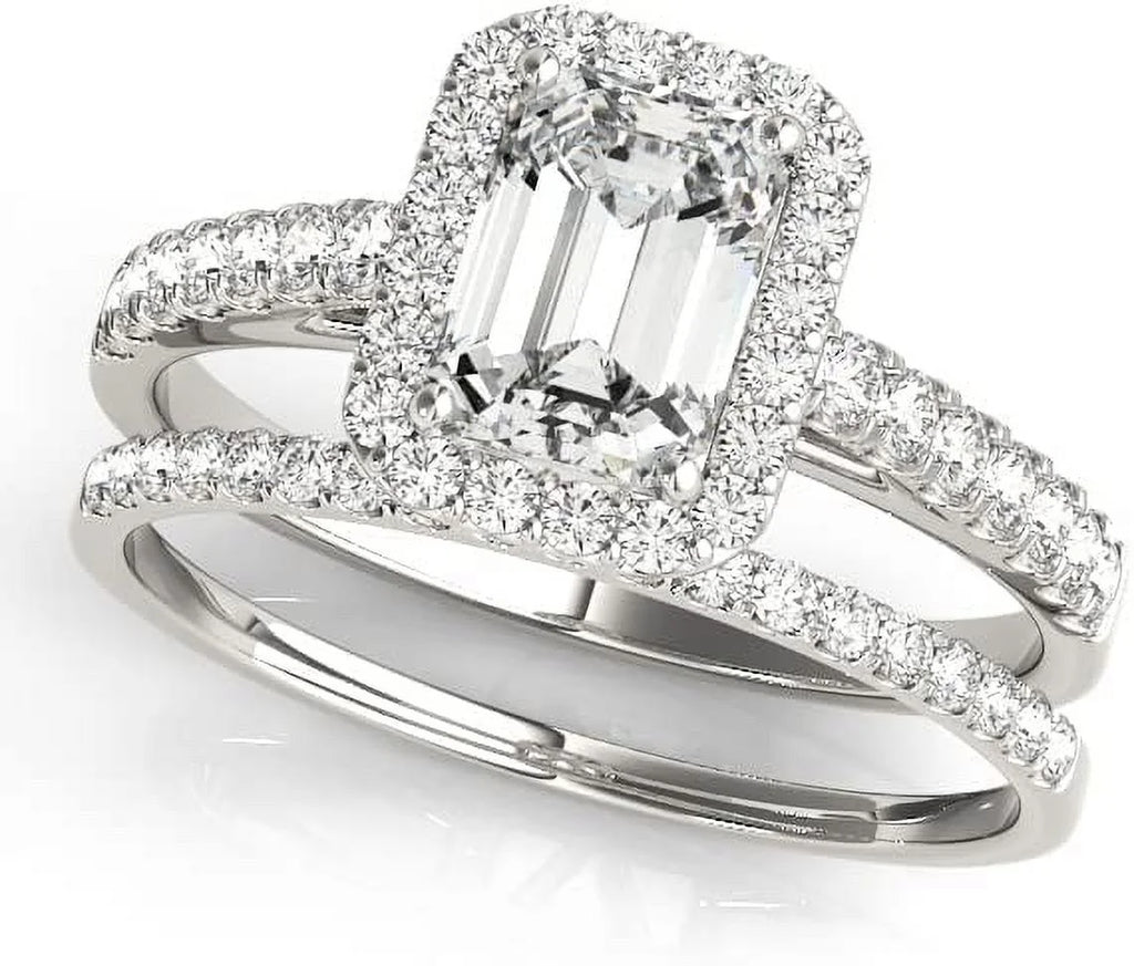 Emerald Cut Halo Diamond Engagement Ring K466