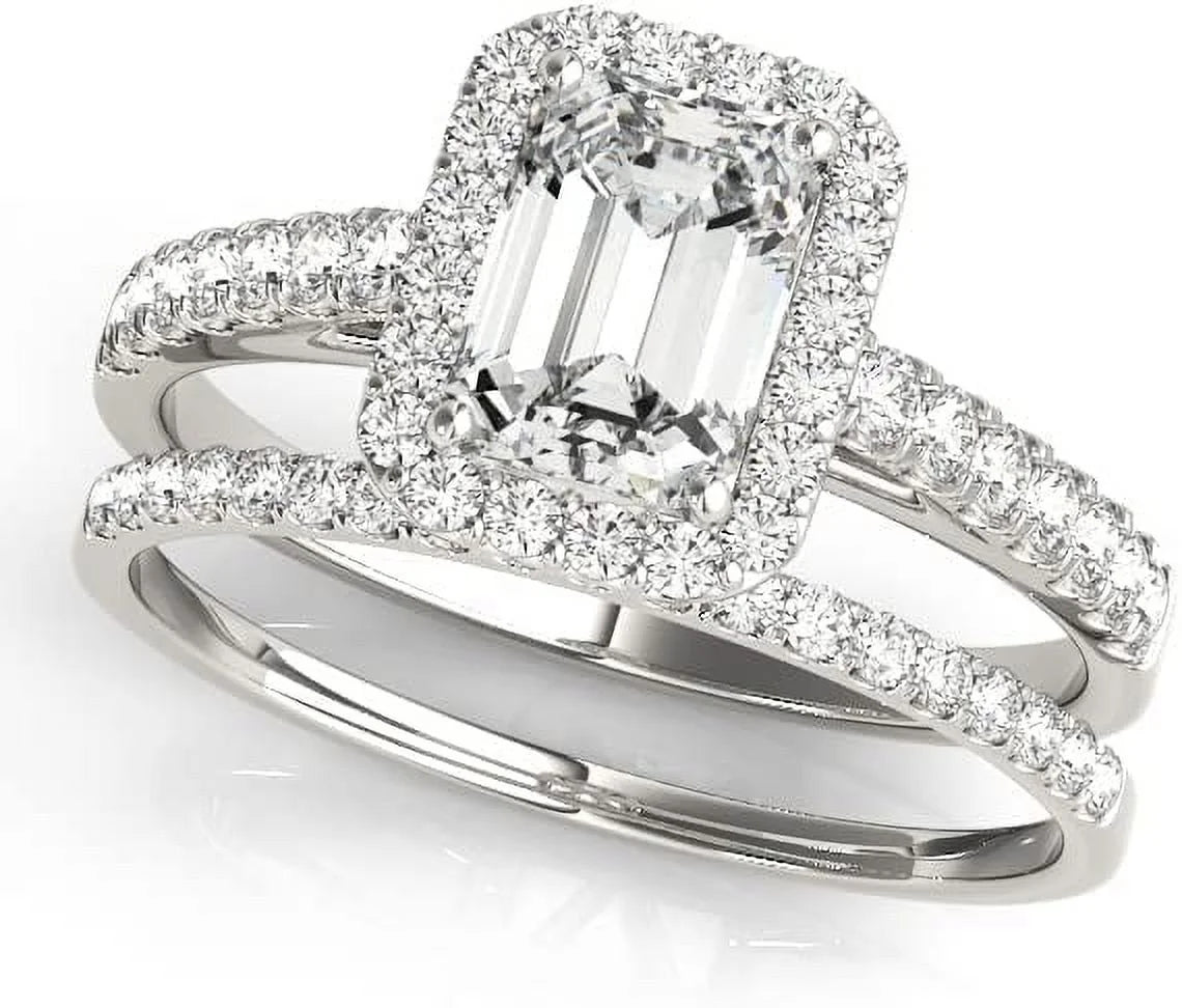 Emerald Cut Halo Diamond Engagement Ring K466