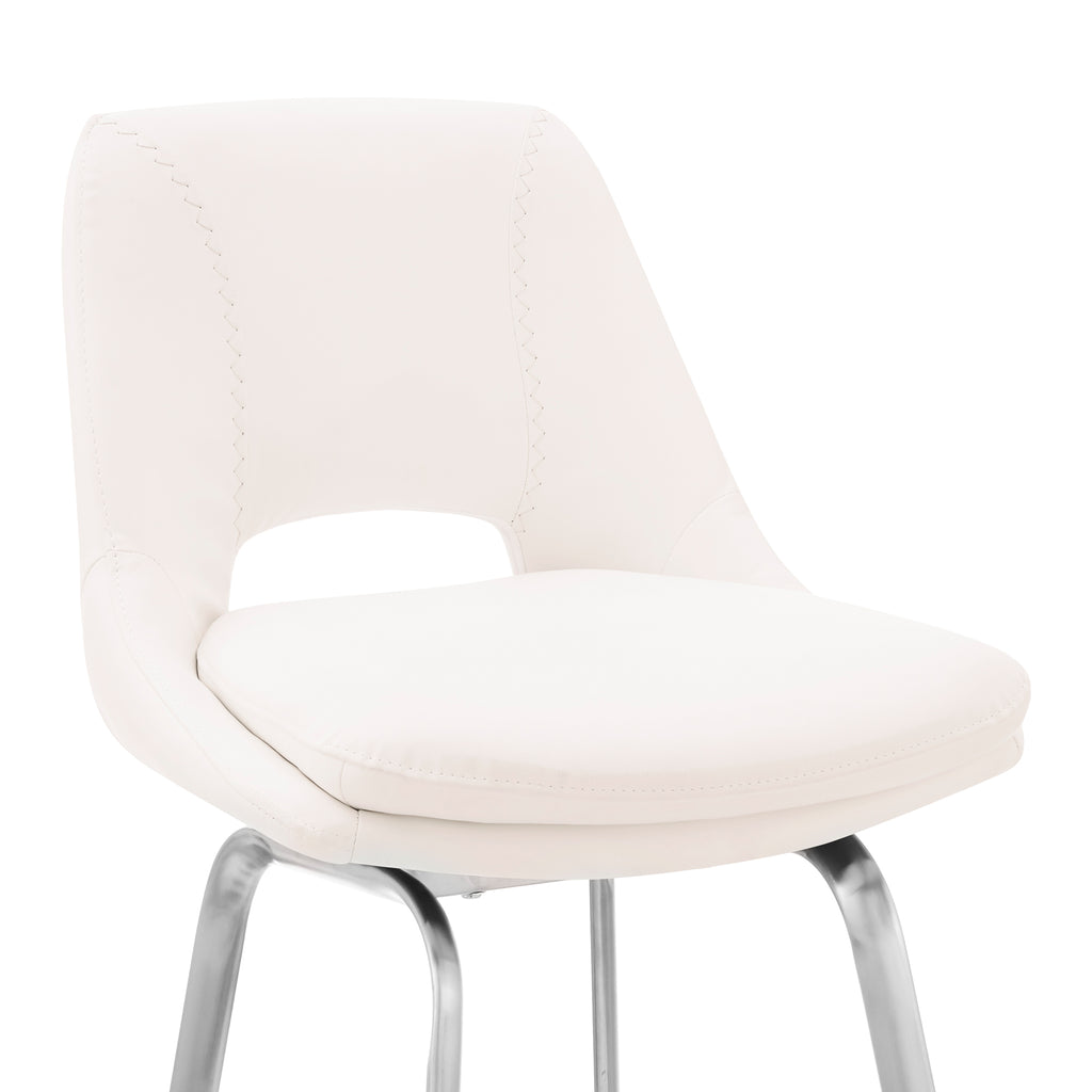 White/Steel Faux Leather Swivel Counter Stool C664