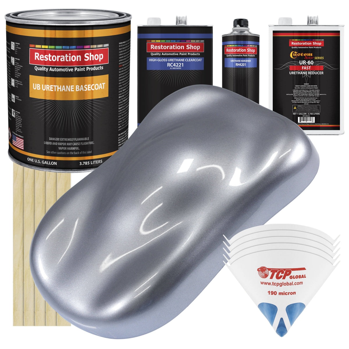 Cool Gray Metallic Urethane Car Paint Complete Gallon Kit X86604