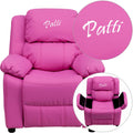 Hot Pink Vinyl Kids Recliner with Storage Arms W71878