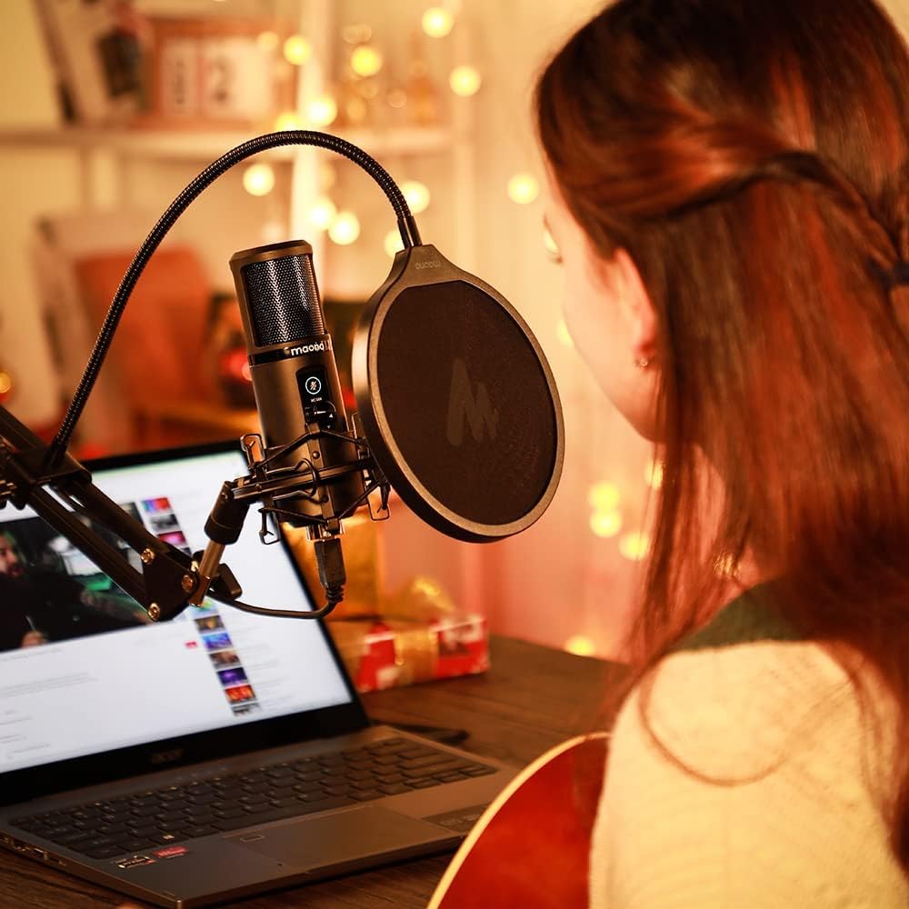 USB Condenser Microphone with One-Touch Mute and Gain Knob, Pack of 2 B7081