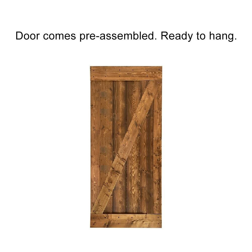 24 in. x 84 in. Red Walnut Stained Wood Interior Sliding Barn Door with Hardware Kit D2827