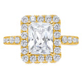 Emerald Cut Clear Simulated Diamond 18k Yellow Gold Halo Ring Size 5.5 G901