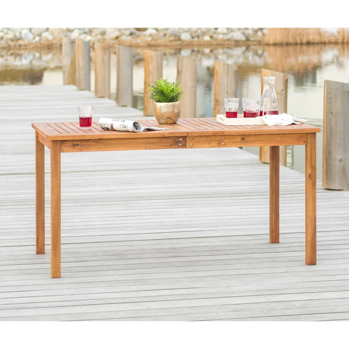Brown Acacia Wood Patio Dining Table L794758
