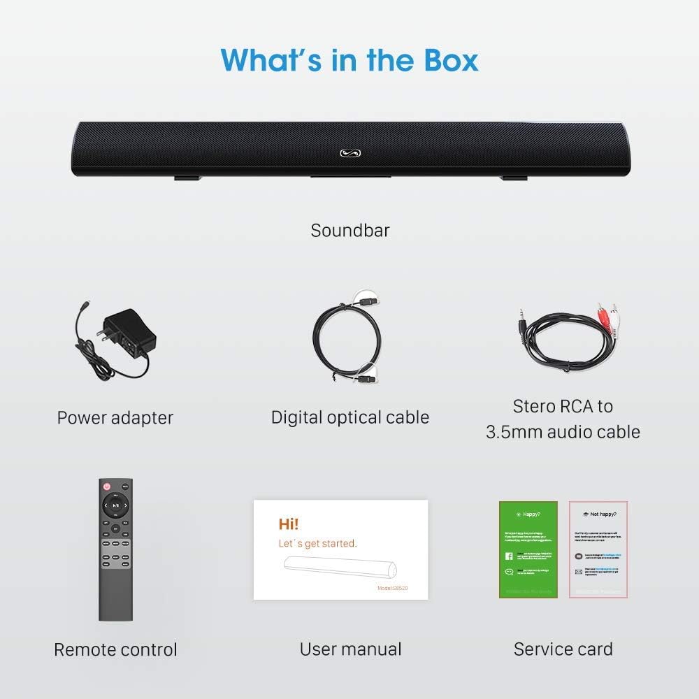 40 Inch TV Sound Bar, Wired and Wireless Soundbar Speaker (Renewed) Pack of 2 D772886