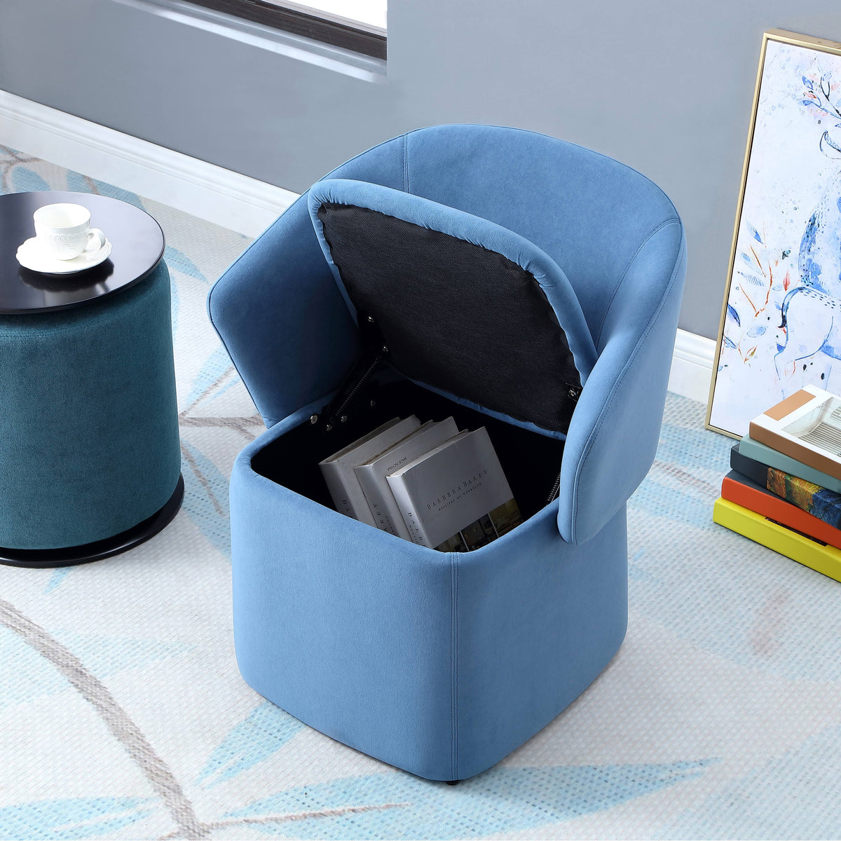Blue Chair & Ottoman Set W6743