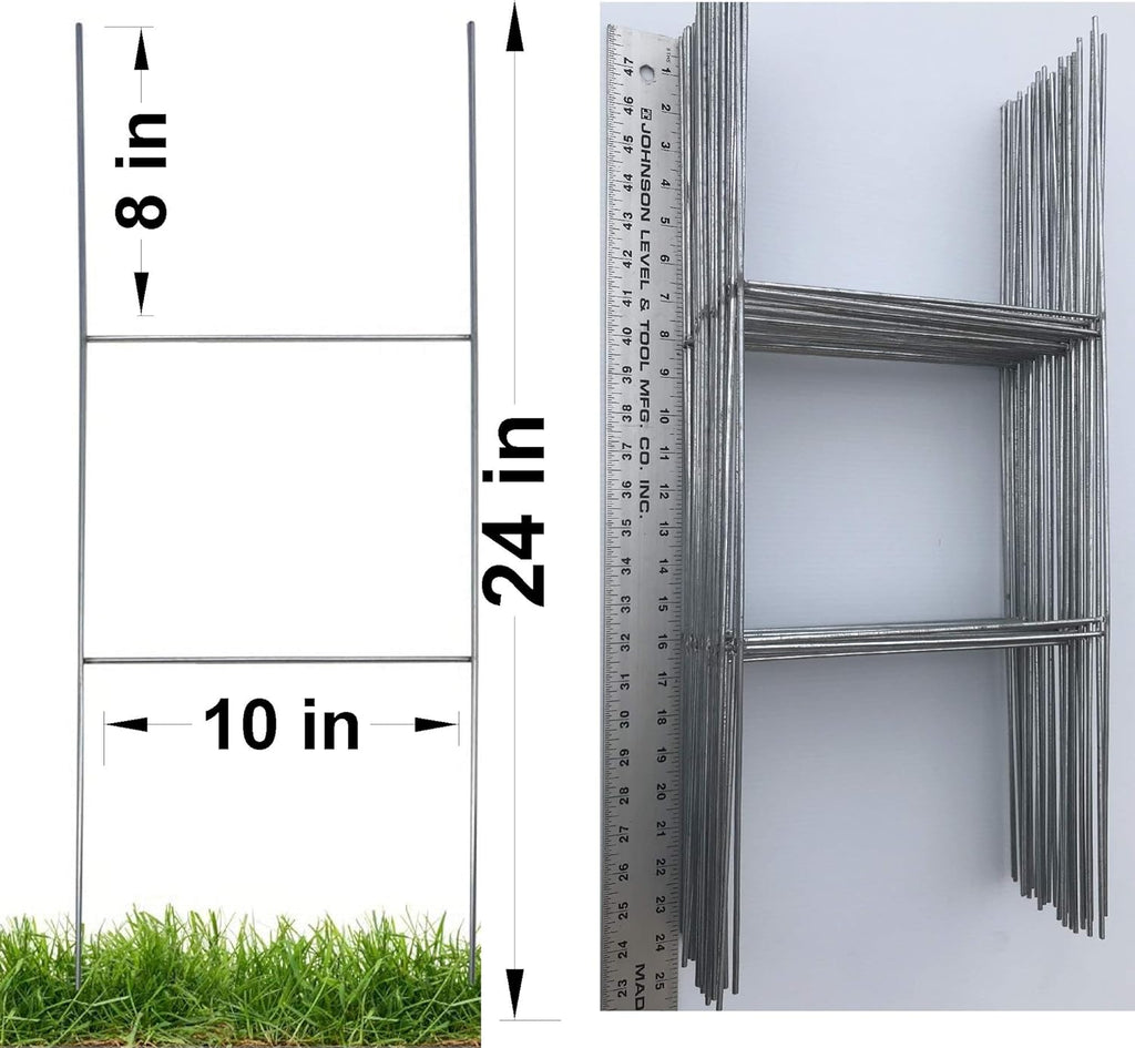 100 Pack Galvanized Wire Double H-Frame Stake 24 Tall 10 Wide E809140