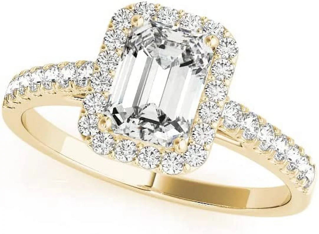 Emerald Cut Halo Diamond Engagement Ring K466