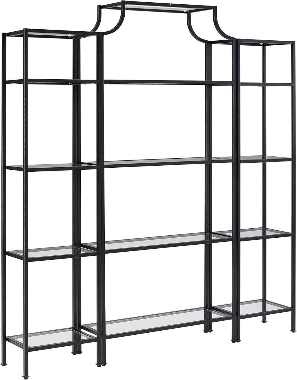 Gold and Glass Narrow Etagere Bookcase L289