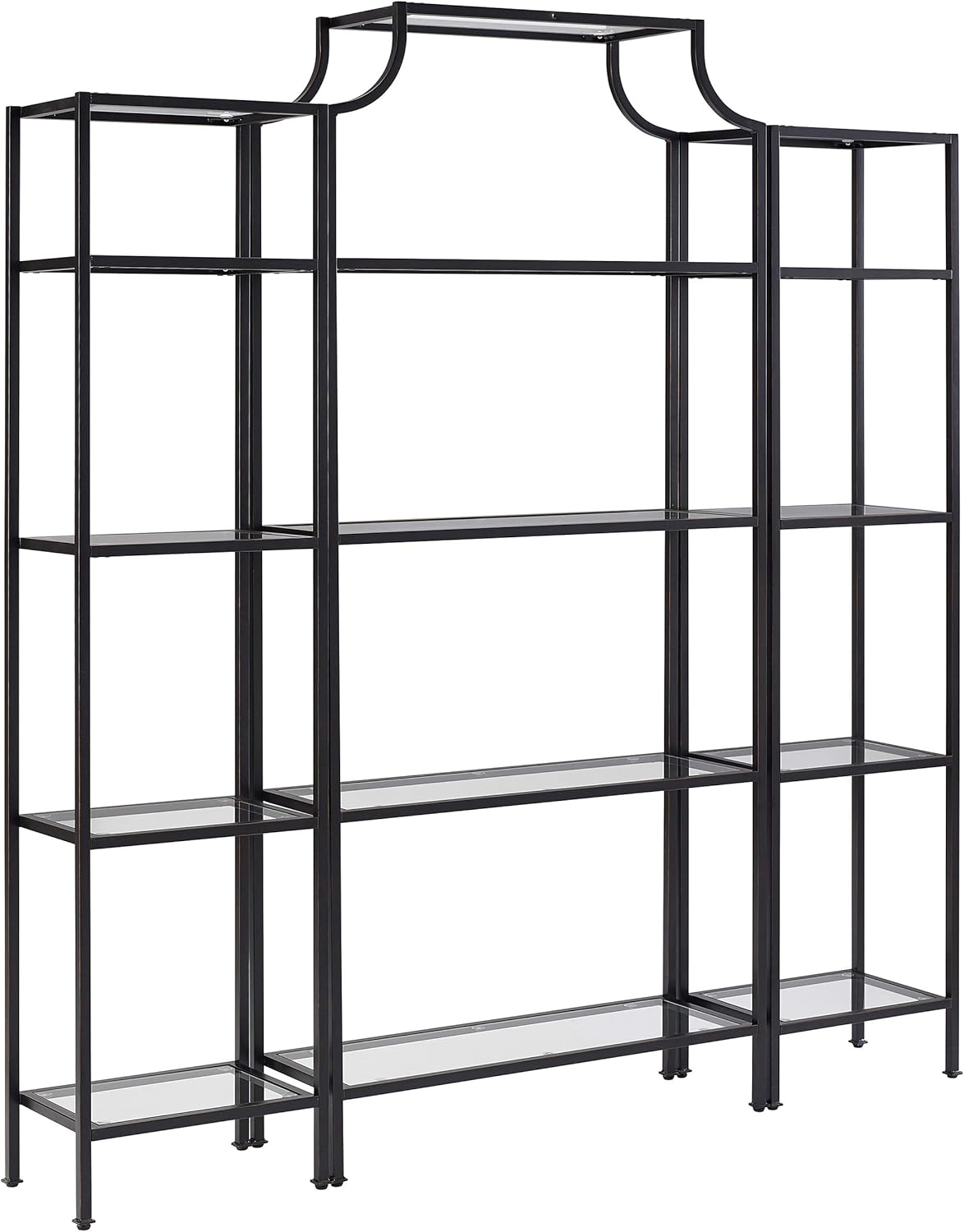 Gold and Glass Narrow Etagere Bookcase L289