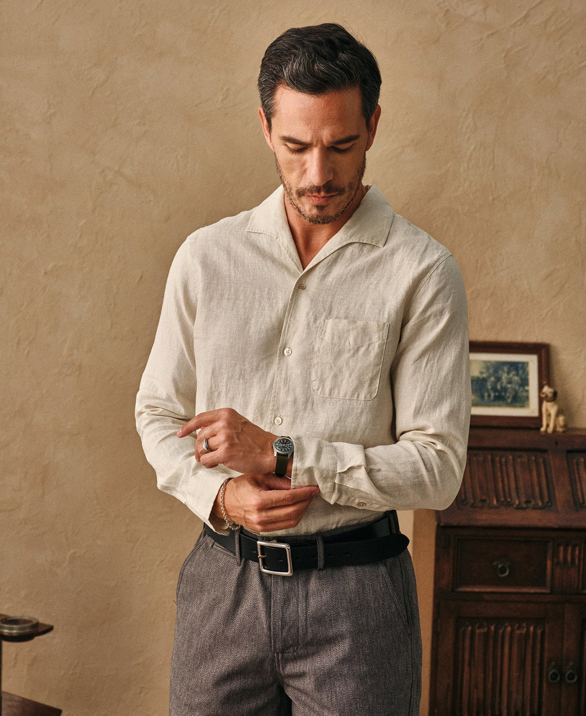 1950s Italian Collar Linen Shirt
