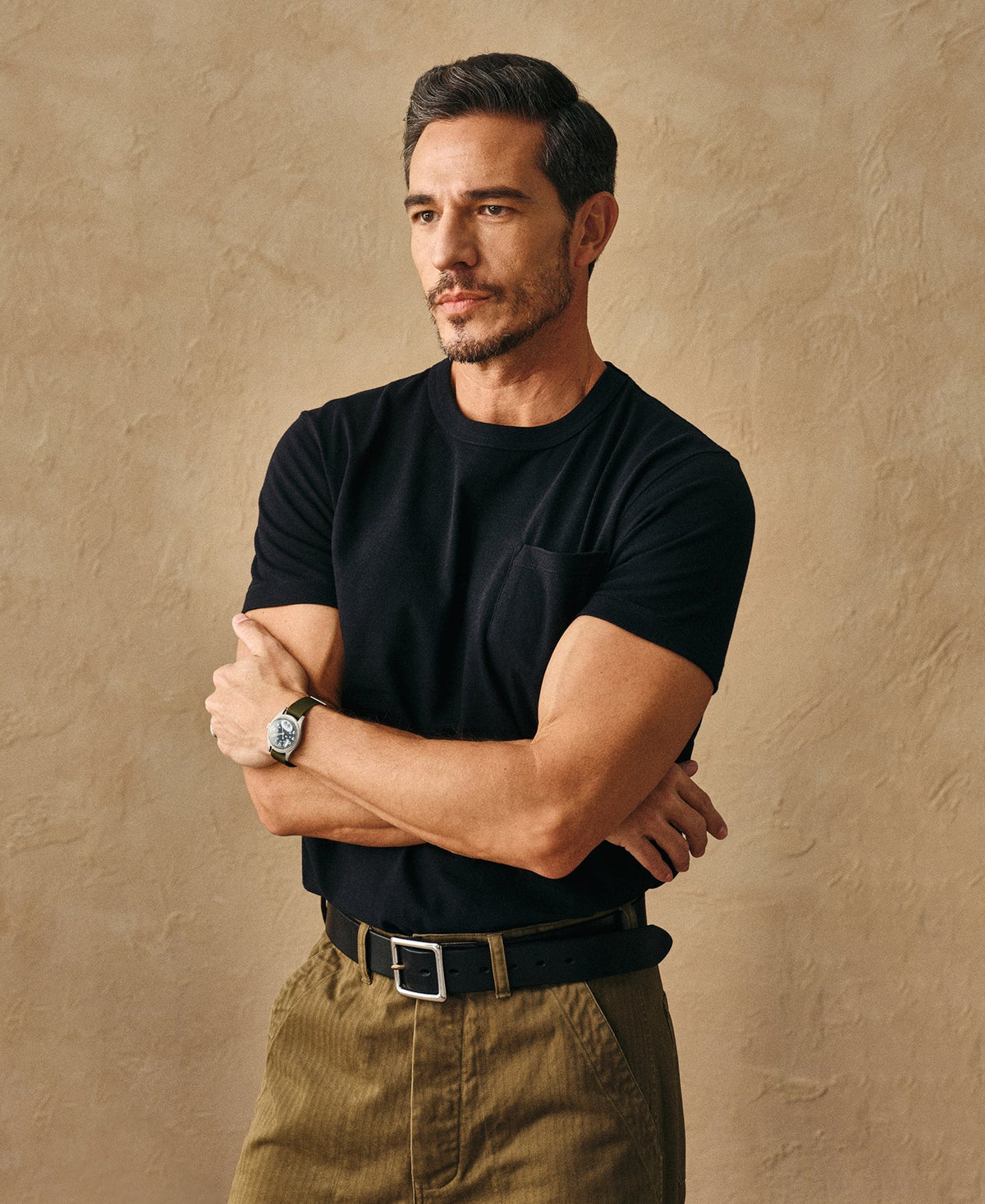 Classic Fit Loopwheel Slub Cotton Pocket T-Shirt