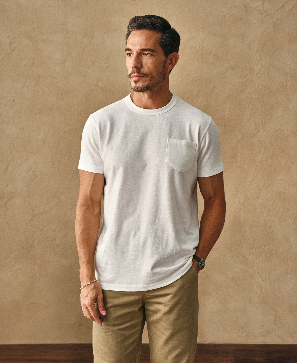 Classic Fit Loopwheel Slub Cotton Pocket T-Shirt